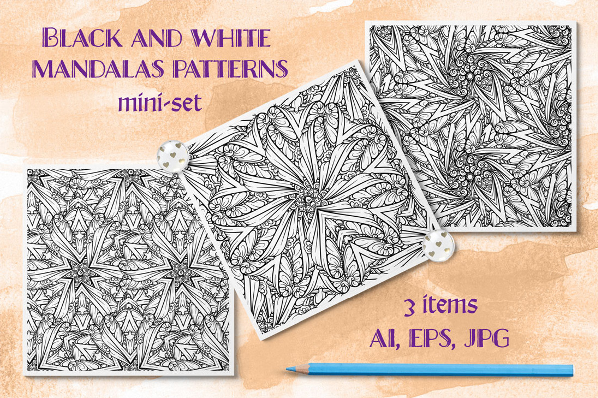 Black and white mandalas patterns mi, a Pattern Graphic by Graphic Magic (Photo 1 of 3)