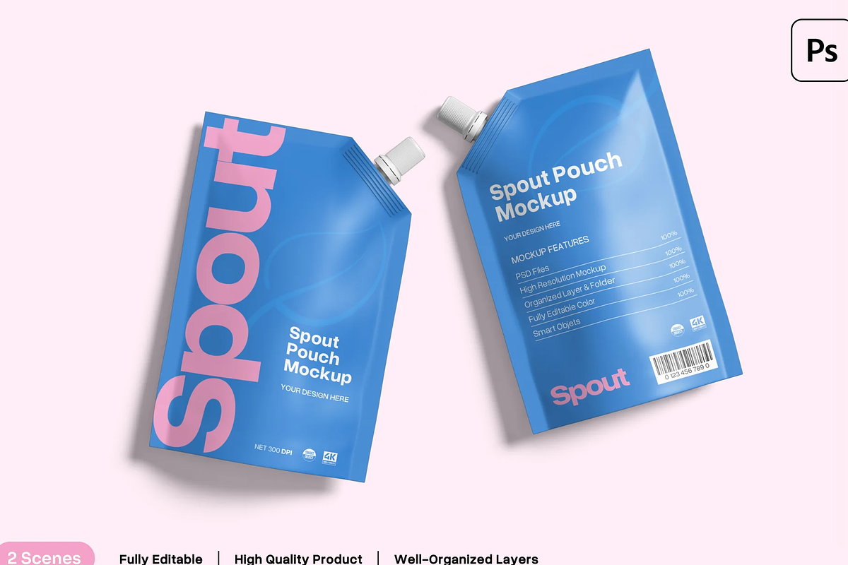 Spout Pouch Mockup 2 Views, a Packaging Mockup by graphicsauce