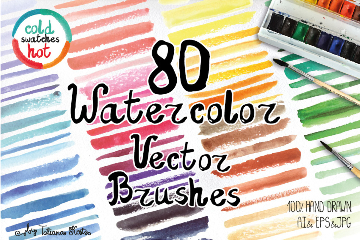 80 Watercolor Vector brushes