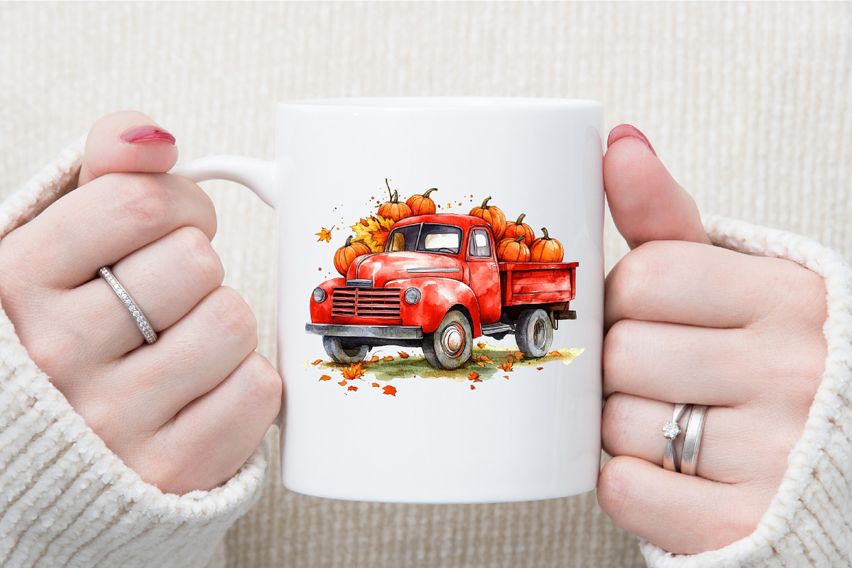 Watercolor Farm Truck, Fall Clipart, an Illustration by Sublimation Artist (Photo 5 of 6)