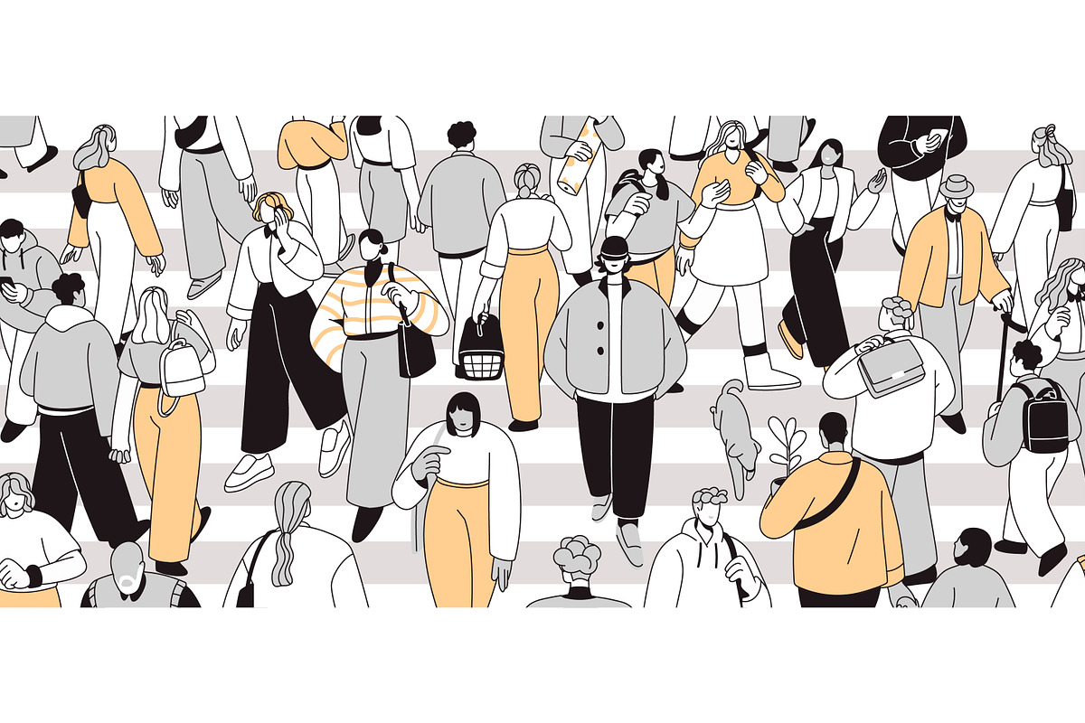 People crowd on city crosswalk, a Person Illustration by Good Studio (Photo 3 of 3)