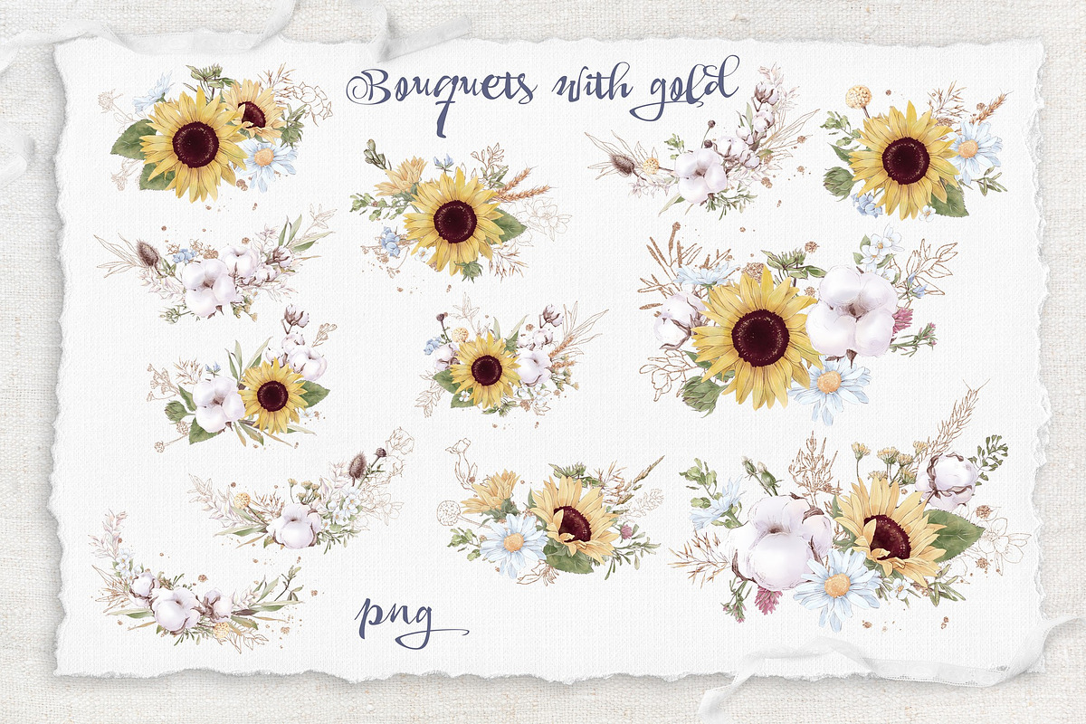 Watercolor Sunflowers and Cotton, an Illustration by Yuliya Art (Photo 18 of 24)