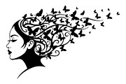 Woman Butterfly Hair Silhouette, an Object Illustration by yasushie (Thumbnail 20 of 31)