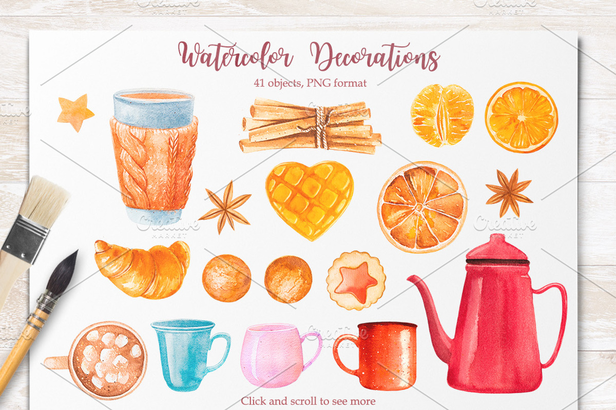 Winter. Watercolor collection., a Decorative Illustration by AlexGreenArt (Photo 10 of 11)