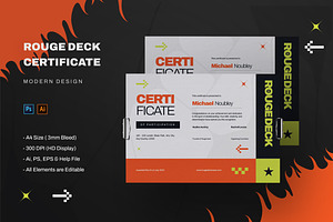 Rouge Deck - Certificate Template, a Print Template by StreaksideStd