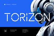 Torizon – Futuristic Sans Serif Type, a Sans Serif Font by Vadovastd (Thumbnail 1 of 7)