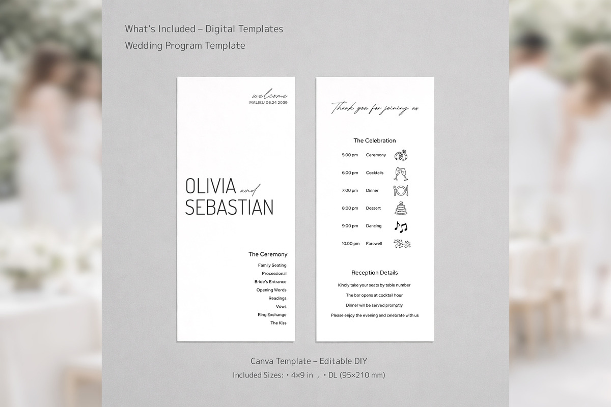 Elegant Wedding Program Canva bd008, a Card Template by TyphoonStudio (Photo 2 of 10)