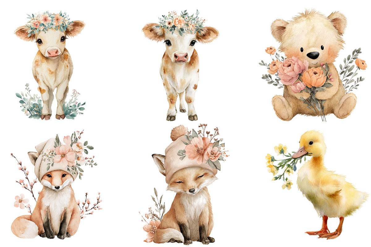 Floral Spring Animals Clipart Bundle, an Illustration by DreamArtGraphic (Photo 2 of 4)