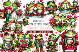 Whimsical Valentine Frog Clipart, an Illustration by DreamArtGraphic