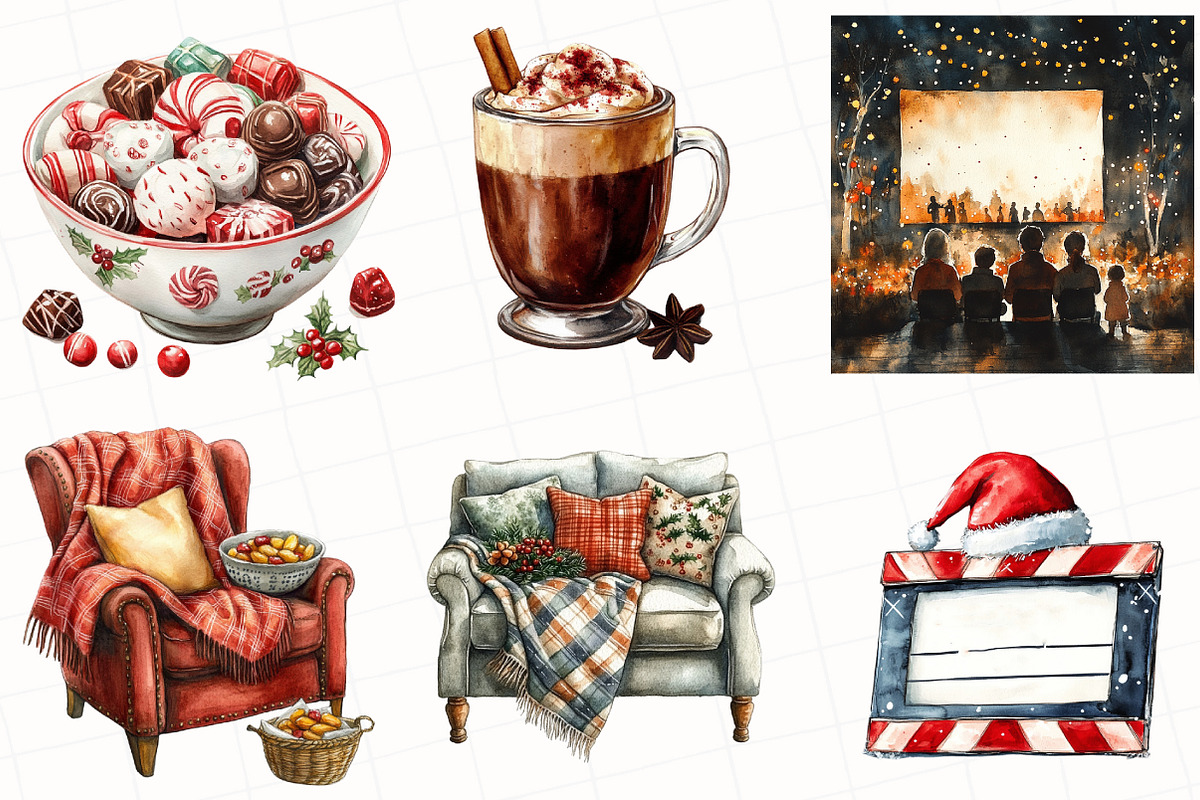 Christmas Movie Night Clipart, an Illustration by OK Design (Photo 4 of 5)