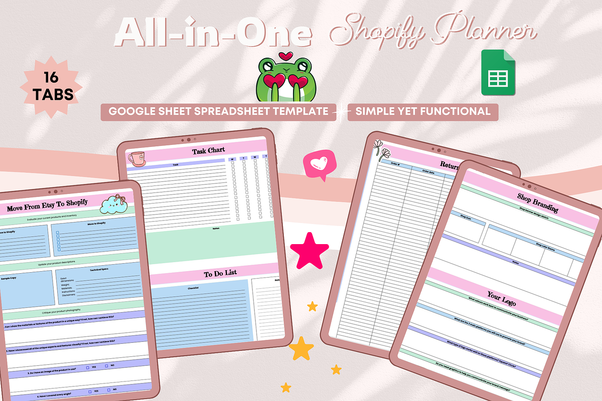 Shopify Seller Planner Spreadsheet, a Stationery Template by bellaROSEworkshop (Photo 5 of 6)