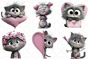 Whimsical Valentine Cat Clipart, an Illustration by Black Bird Studio (Thumbnail 5 of 6)