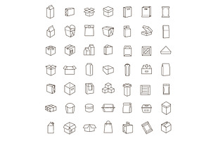 Vector package types icon set, an Object Illustration by Tettygreen