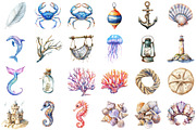 Watercolor Seaside Whispers Clipart, an Illustration by Sublimation Artist (Thumbnail 2 of 6)