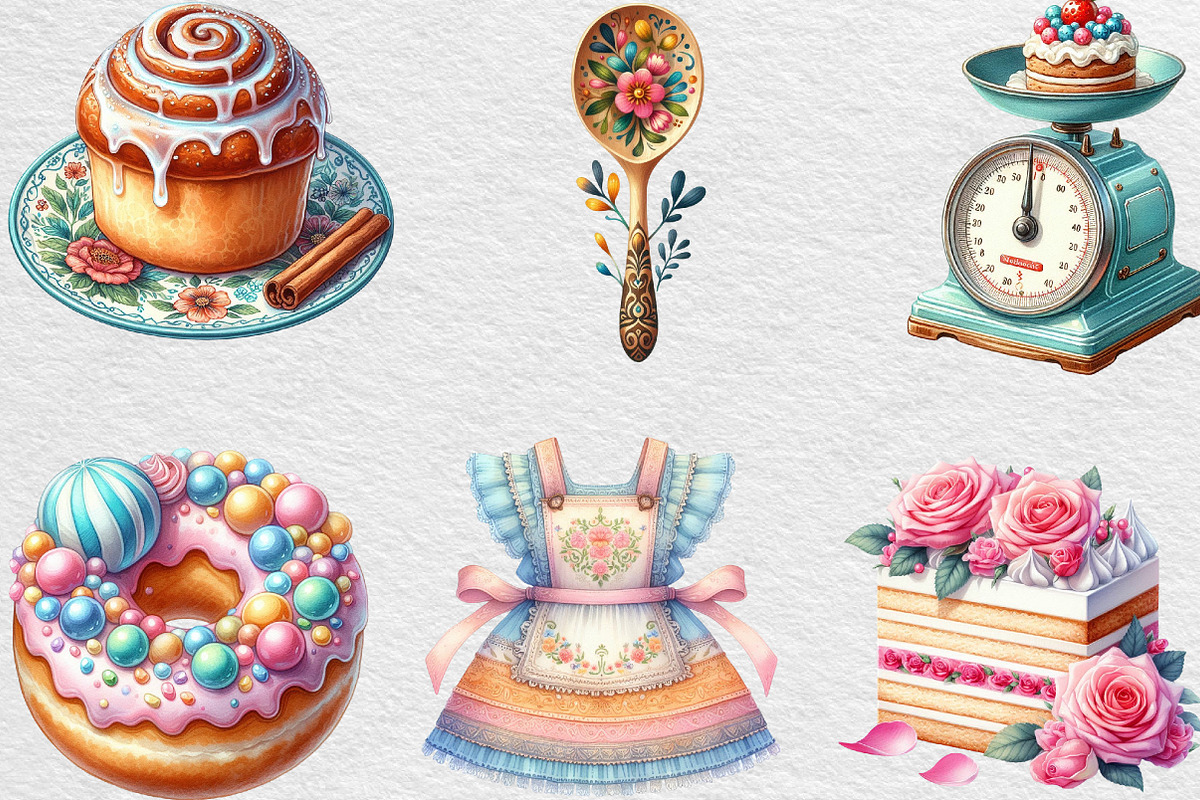 Vintage Baking Sublimation Clipart, an Illustration by Black Bird Studio (Photo 3 of 6)
