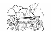 Whimsical Mushroom House Line Art bu, an Illustration by Designs_River (Thumbnail 9 of 51)
