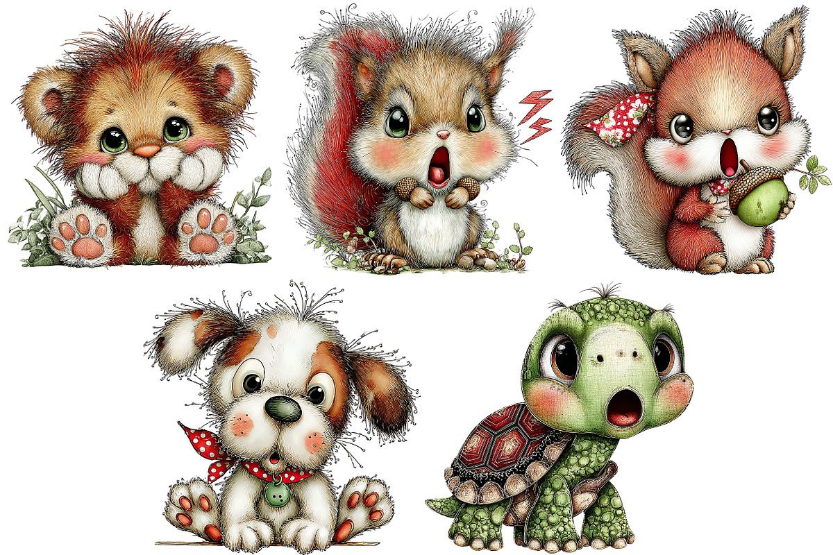 Funny Panic Animals Clipart Bundle, an Illustration by Craft Nest (Photo 8 of 11)