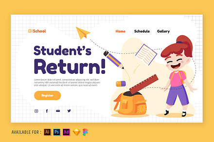 Back to School - Web Illustration, a Landing Page Template by SlideFactory