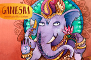 Ganesha watercolor illustration, an Illustration by Ekaterina Goncharova (Thumbnail 1 of 4)
