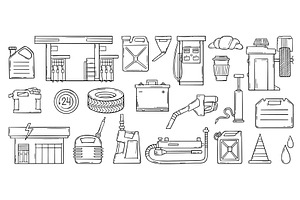 Doodle filling station. Refueling, an Illustration by Valerie Bodnar