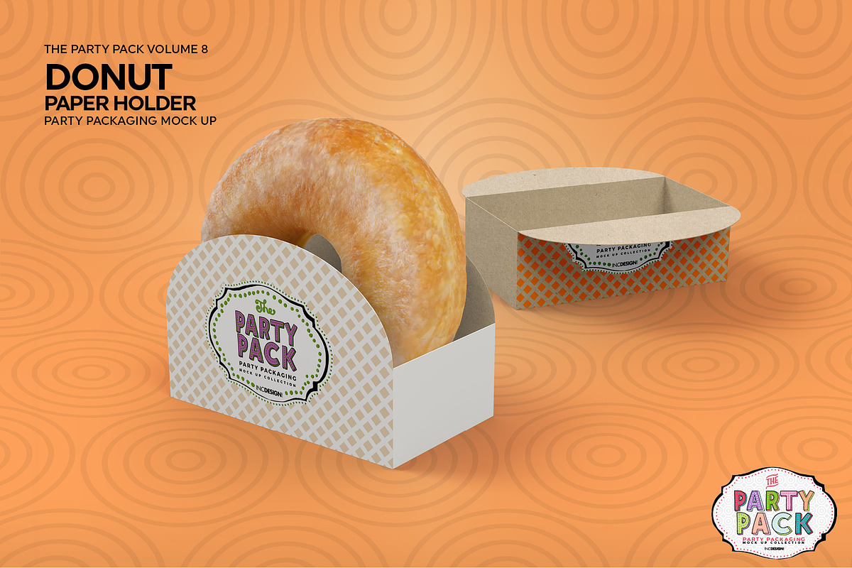 Party Donut Paper Holder, a Cups & Container Mockup by INCDesign (Photo 4 of 7)
