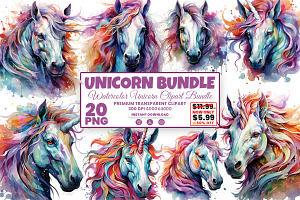Watercolor Unicorn Magical Clipart, an Animal Illustration by Creative Arslan