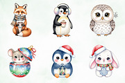 Kawaii Vintage Christmas Animals Png, an Illustration by Creative Art (Thumbnail 9 of 9)