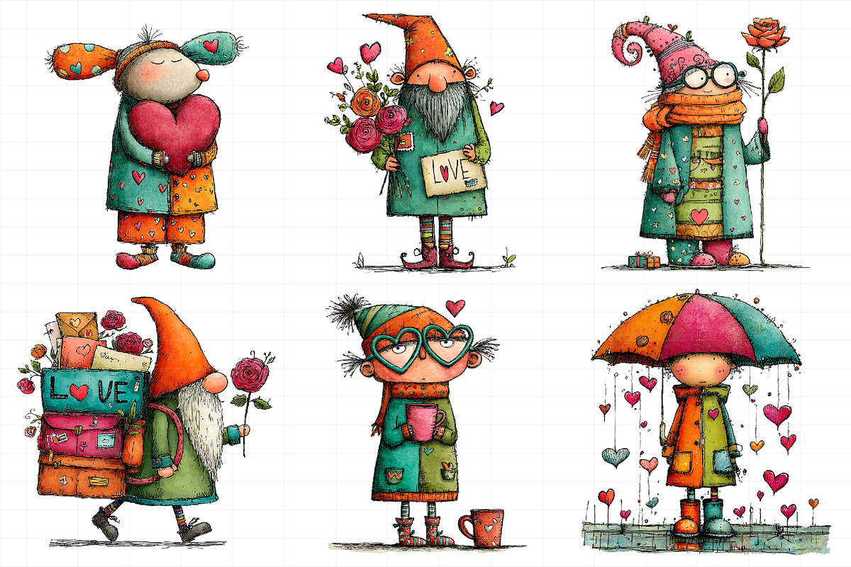 Watercolor Valentines Gnome Clipart, an Illustration by Daily.Designs (Photo 4 of 5)