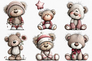 Watercolor Teddy Bear Clipart Bundle, an Illustration by Canvas Craft (Thumbnail 3 of 8)