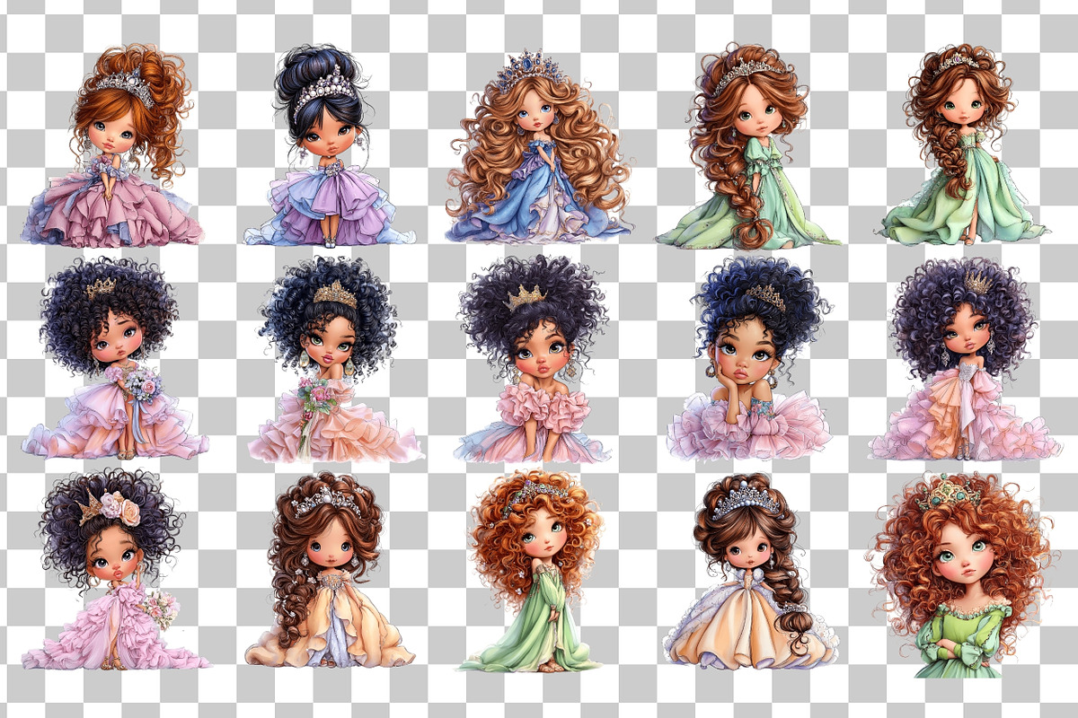 Princesses PNG Clipart Bundle, a Person Illustration by Nicolle's Colorful Art (Photo 3 of 6)