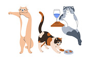Cute, funny, comic cats. Cartoon set, an Animal Illustration by Good Studio (Thumbnail 2 of 20)