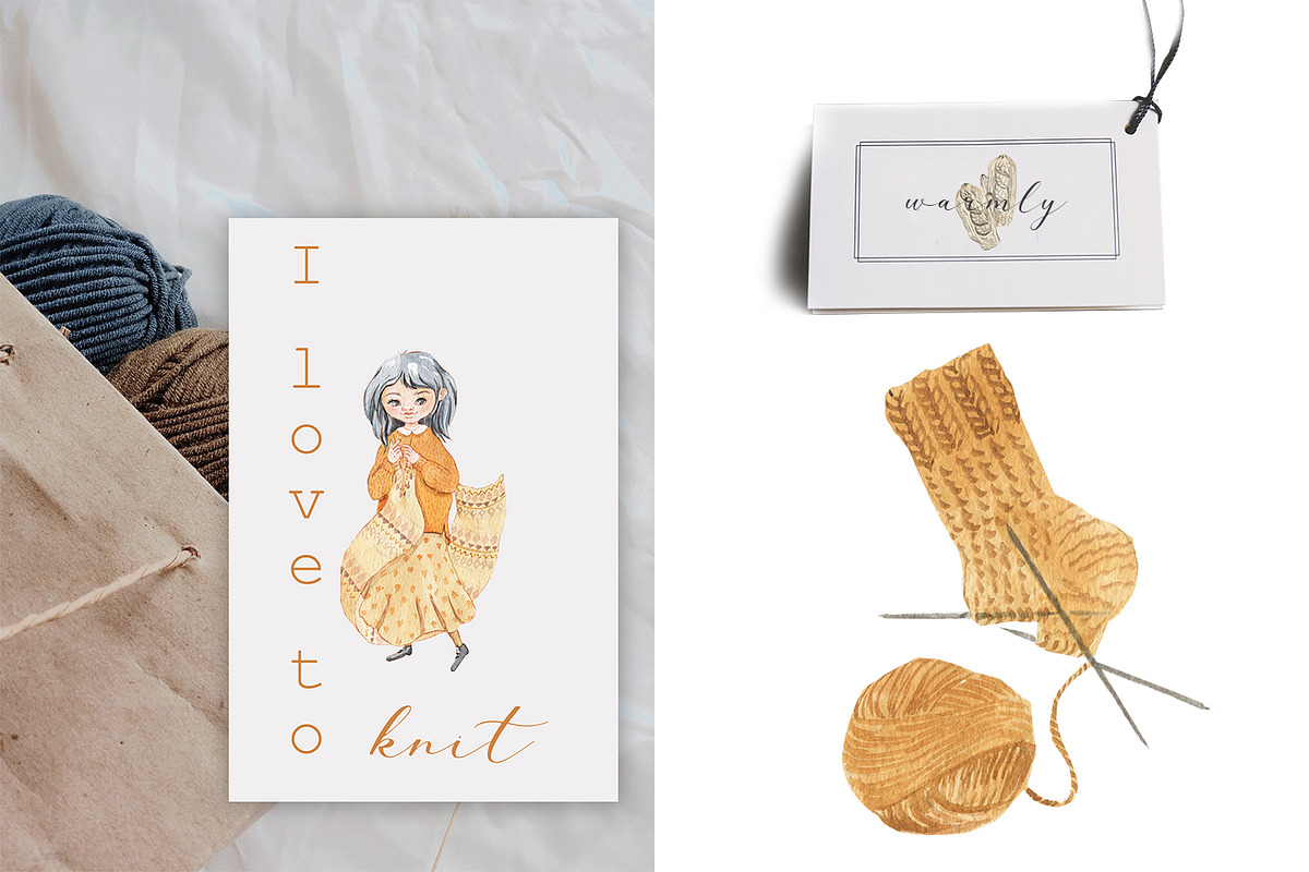 Lovely Knitting, an Illustration by Love Watercolor Store (Photo 2 of 12)