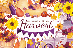 Harvest. Watercolor clipart, a Decorative Illustration by Kuzya's shop