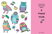 Floral Owls - 55 objects, an Illustration by Zooza Art (Thumbnail 3 of 14)