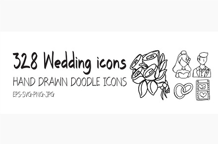 328 Wedding doodle icons