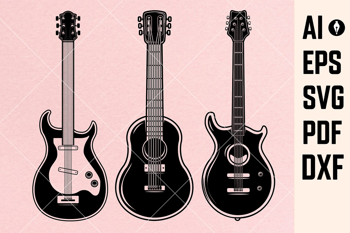 Guitar Clipart Bundle, Guitar Head, a Branding & Logo Template by Vectorhight (Photo 3 of 3)