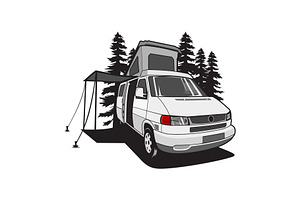 Camper Van Illustrations Vector