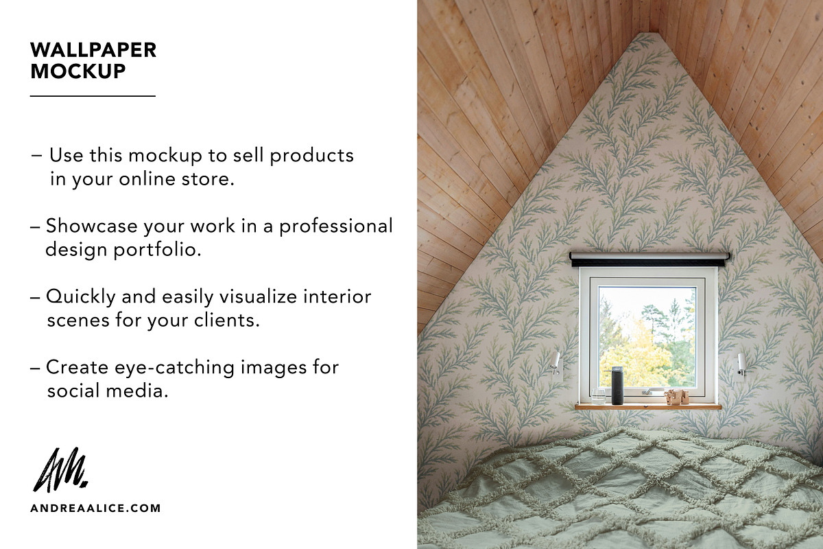 Wallpaper Mockup - Loft Bedroom, a Household Mockup by Andrea Muller (Photo 2 of 6)