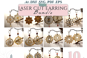 75 Lasercut EARRING FILE SVG BUNDLE, an Object Graphic by Pixelkrafter