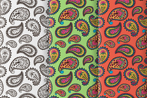 3 vector paisley seamless pattern.