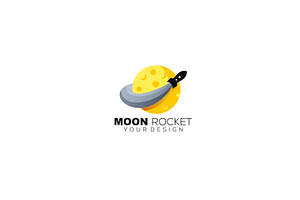 Moon Rocket Design Logo Illustration