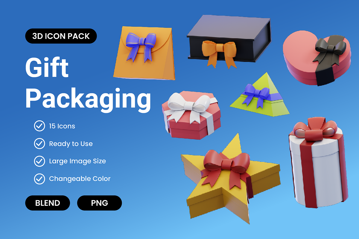 Gift Packaging 3D Icon Pack, an Object 3D Model by Bartama Graphic (Photo 1 of 2)