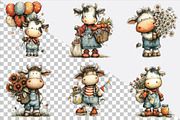 Watercolor Summer Cow Clipart,, an Illustration by SVGArt (Thumbnail 2 of 9)