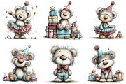 Whimsical Birthday Teddy Bear Clipar, an Illustration by CraftArtStudio (Thumbnail 4 of 6)