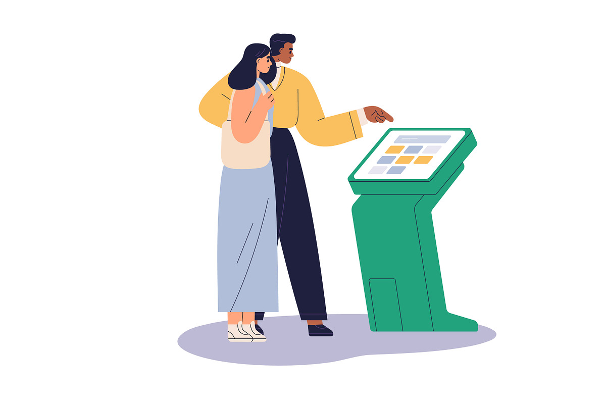 Clients use finance services in bank, a Finance Illustration by Good Studio (Photo 5 of 12)