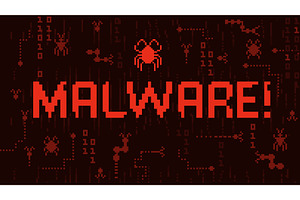 Malware alert pixel art screen, a Technology Illustration by winwin.art