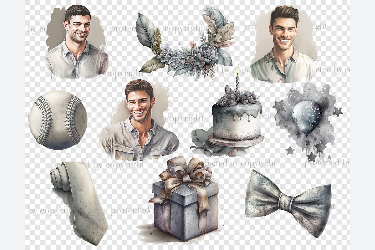 Mans Birthday PNG Files, a Person Illustration by GlamArtZhanna (Photo 5 of 5)