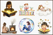 Girl Loves Reading Clipart, an Illustration by Sublimation Artist (Thumbnail 3 of 6)