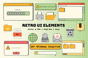 Retro Window UI Elements Set, a Technology Illustration by Invisual Studio