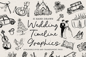 Classic Wedding Timeline Icon Set